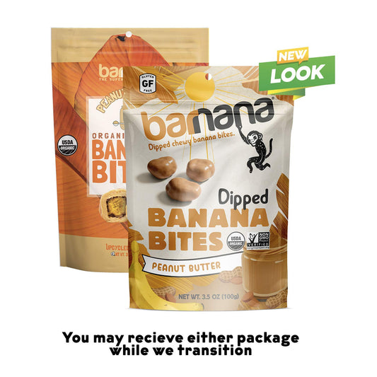 Barnana Organic Peanut Butter Dipped Chewy Banana Bites, 3.5 Ounce Bag