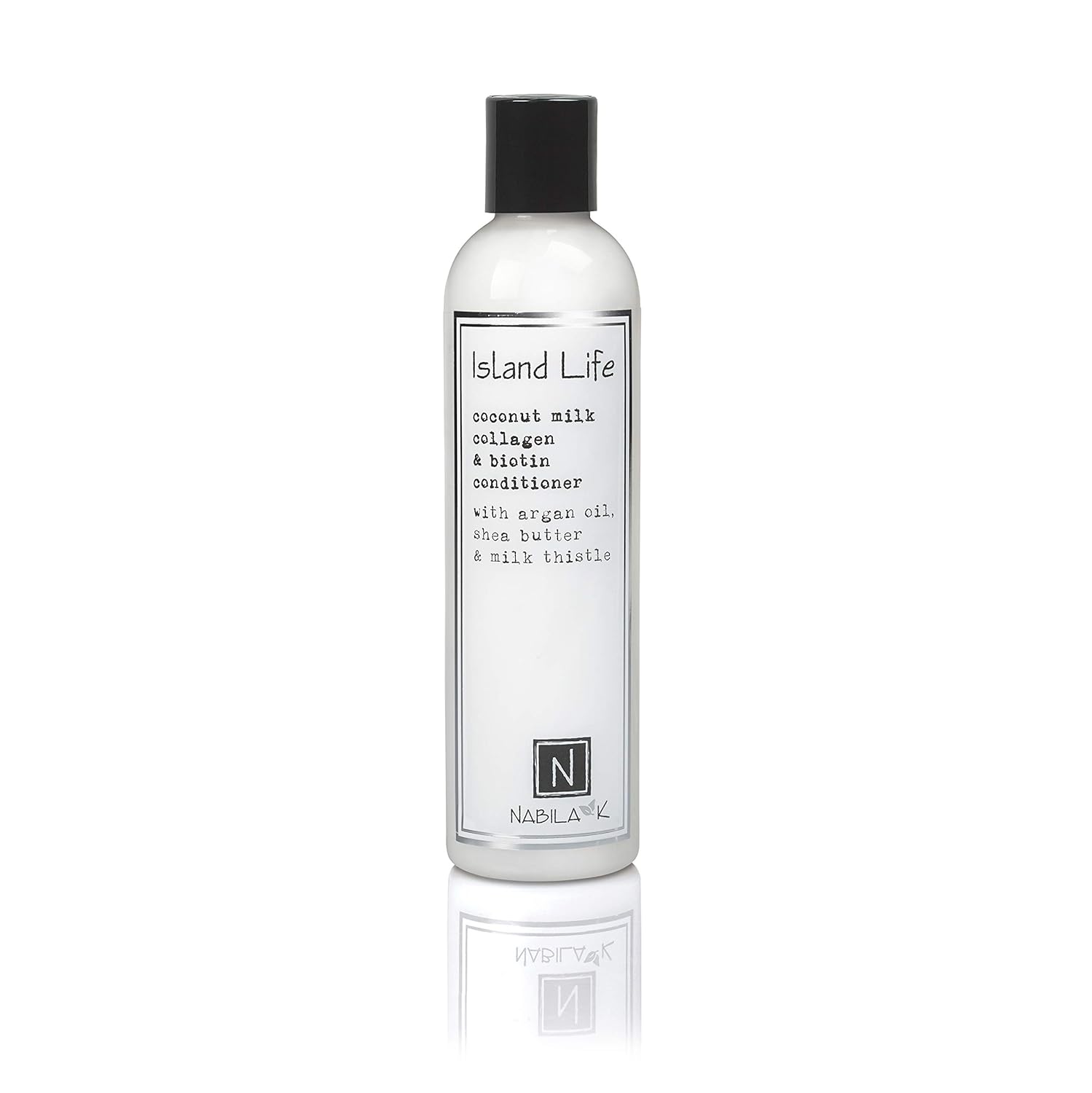 Nabila K, Island Life - Coconut Milk Biotin and Collagen Conditioner with Vitamin B7, Argan Oil, Shea Butter and Milk Thistle, for All Hair Types, 9