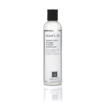 Nabila K, Island Life - Coconut Milk Biotin and Collagen Conditioner with Vitamin B7, Argan Oil, Shea Butter and Milk Thistle, for All Hair Types, 9