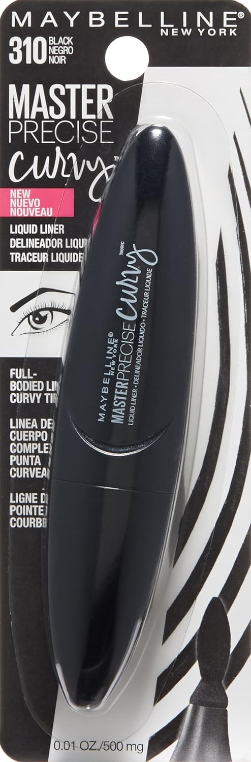 Maybelline New York Master Precise Curvy Liquid Eyeliner, Black, 0.01