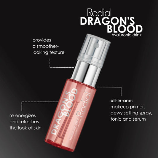Rodial Dragons Blood Hyaluronic Drink 1.0 . . - Hydrating Makeup Primer, Dewy Setting Spray, Tonic and Nourishing Face Serum to Soothe and Replenish the Skin