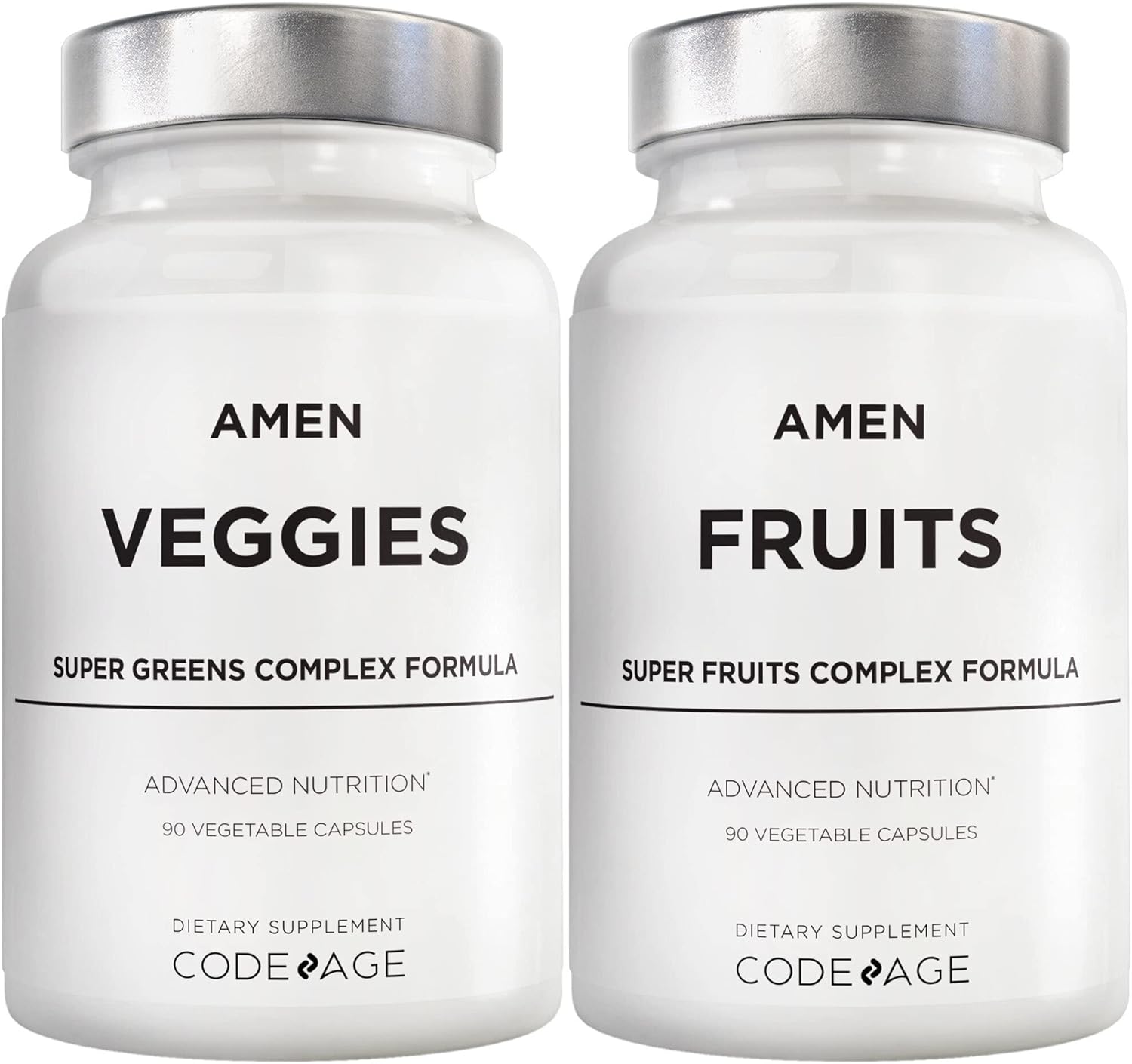 Amen Fruits + Veggies Vitamins Bundle, Raw Whole Food Multivitamin Cap