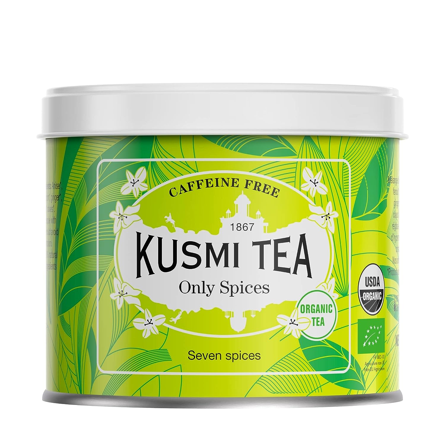 Kusmi Tea Only Spices -Loose Tea Tin - Spicy Organic Herbal Tea with Cinnamon, Aniseed, Ginger, Licorice, Fennel & More Spices - Caffeine Free - Enjoy Hot or Iced