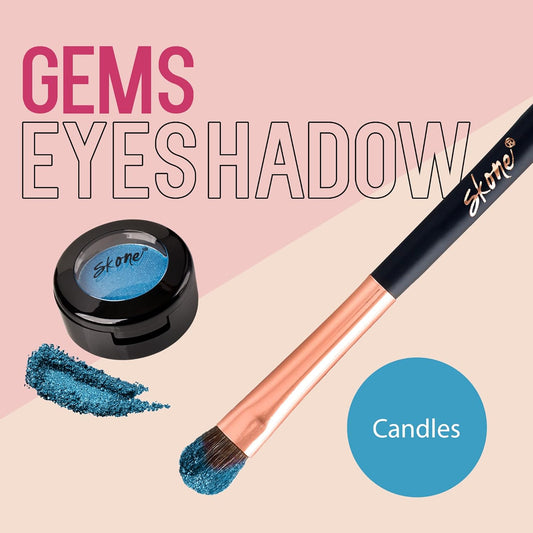 Skone Cosmetics Gems Eyeshadow, Highly Pigmented, Longwear Eye Makeup, Single Eyeshadow with Pro Shimmery Finish - Ultra-Blendable Eye Makeup - Slightly Shimmer Shades, Blue Eyeshadow - Candles