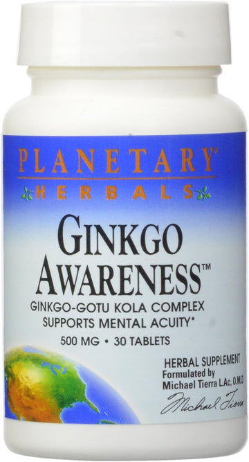 Planetary Herbals Ginkgo Awareness Tablets, 30 Count