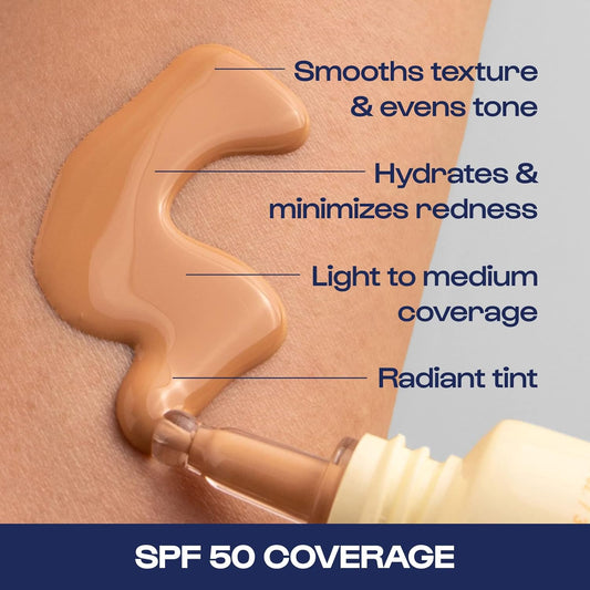Alleyoop Sunsational Skin Tint Sunscreen for Face Broad Spectrum SPF 50, Tinted 100% Mineral Sunscreen with Niacinamide & Jojoba, Protects Hydrates and Soothes Skin, Vegan, Cruelty-Free - Glisten