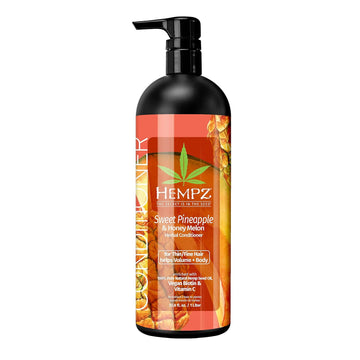 Hempz Biotin Conditioner - Sweet Pineapple & Honey Melon - For Thin/Fine Hair Growth & Strengthening of Dry, Damaged and Color Treated Hair, Hydrating, Softening, Moisturizing - 33.8