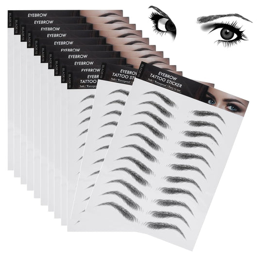 Molain 4D Hair-Like Eyebrow Tattoos Stickers 12 Sheets Waterproof Long-lasting Eyebrow Transfers Stickers Peel Off Eyebrow Sticker for Eyebrow Grooming Shaping 1 Style 132 Pairs (Classic Style)