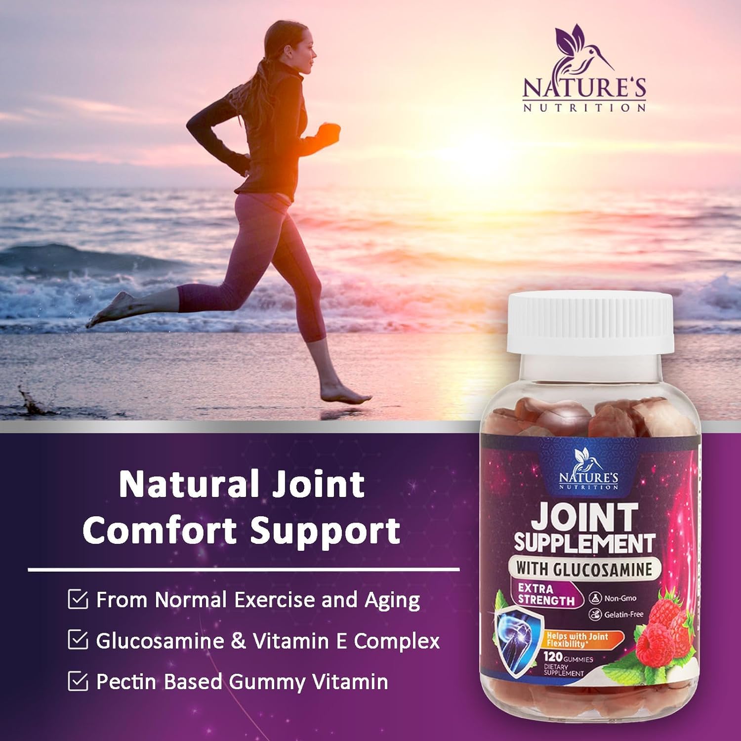 Nature's Nutrition Joint Support Glucosamine Gummies Plus Vi