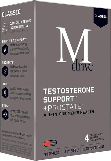 Mdrive Classic Testosterone Booster for Men, Support Healthy Prostate, Eyes, Joint, Energy, Stress Relief, KSM-66 Ashwag