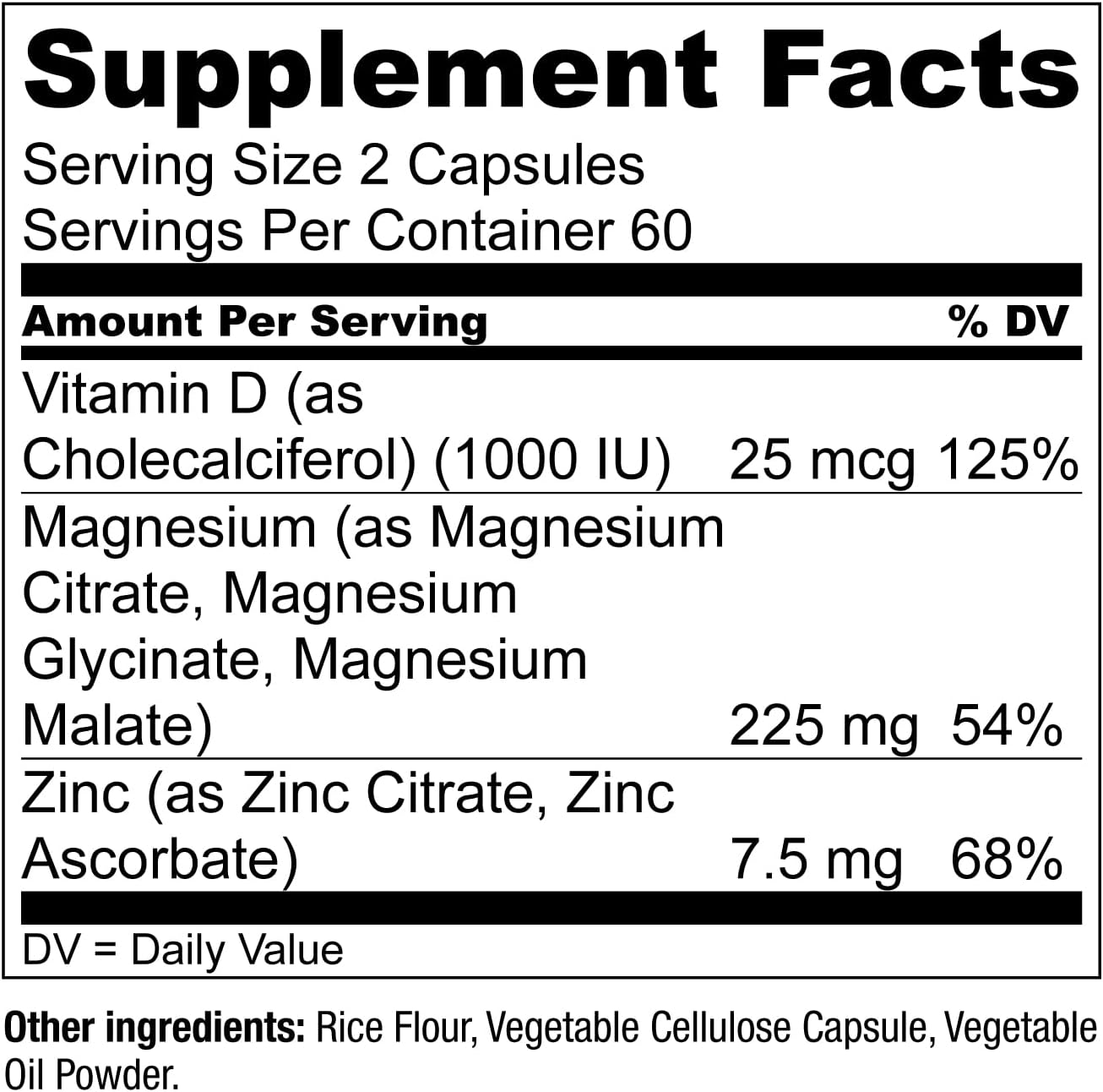 Magnesium Zinc & Vitamin D3 - Bioavailable Forms of Magnesium - Malate