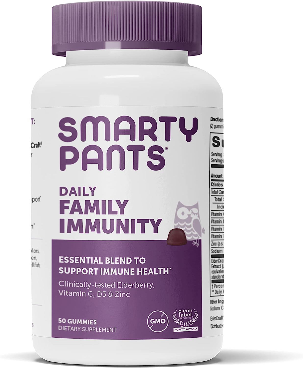 SmartyPants Immune Support Supplement: Clinically Tested Elderberry Gummies for Adults and Kids, Vitamin C, Vitamin D3,
