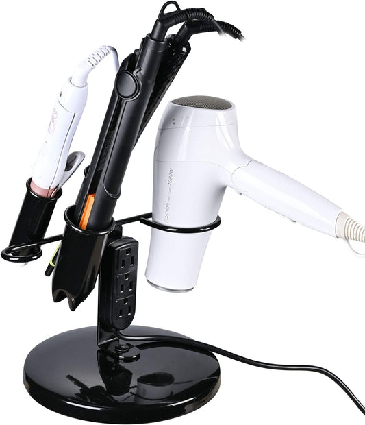 Tabletop Blow Dryer & Hair Iron Holder - Salon Appliance Stand w/ 3 Outlets