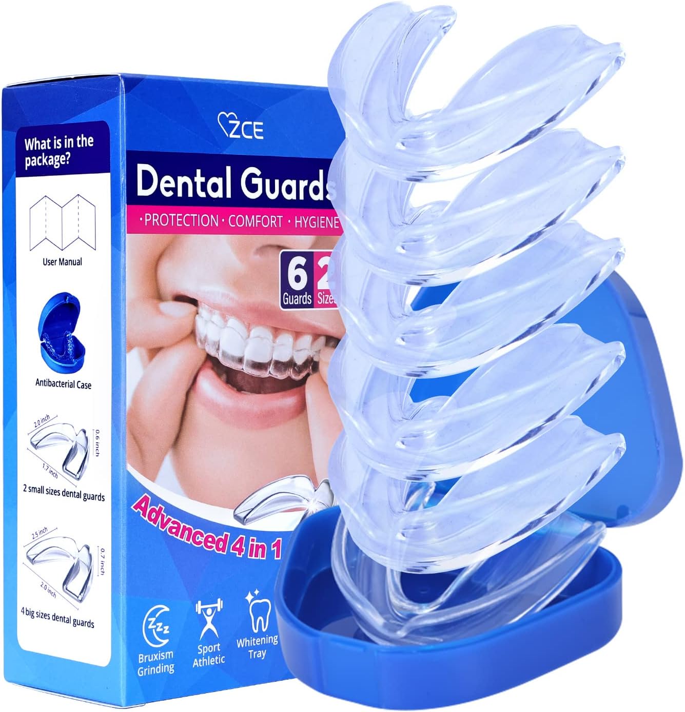 Mouth Guard for Grinding Teeth and Clenching Anti Grinding Teeth Custom Moldable Dental Night Guard Dental Night Guards to Prevent Bruxism (Medium)