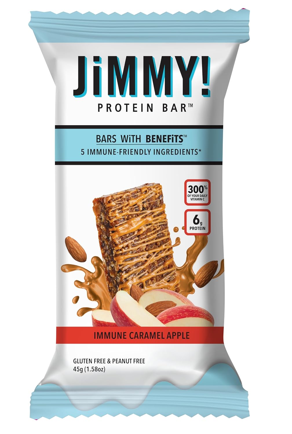 JiMMY! Protein Bar, Caramel Apple, Immune Support, 15 Count - Energy B1.56 Pounds