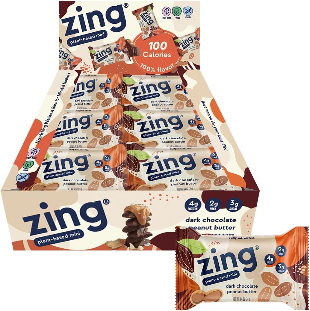 Zing Dark Chocolate Peanut Butter Kids Protein Bars, Gluten Free 100 C0.81 Ounces