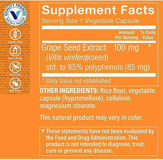 The Vitamin Shoppe Grape Seed Extract 100 MG (120 Capsules)