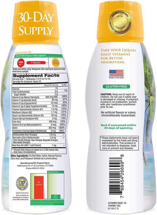 Premium Liquid Multivitamin For Kids | Sugar Free Kids Vitamins | 100%