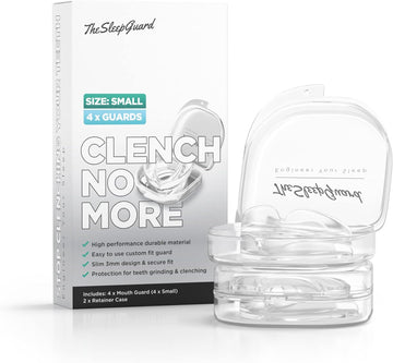 TheSleepGuard Mouth Guard for Grinding Teeth at Night [Pack of 4, Small] Best Mouth Guard for Clenching Teeth at Night. Custom Bruxism Night Guards for Sleep, TMJ, Jaw Pain & Migraine Relief