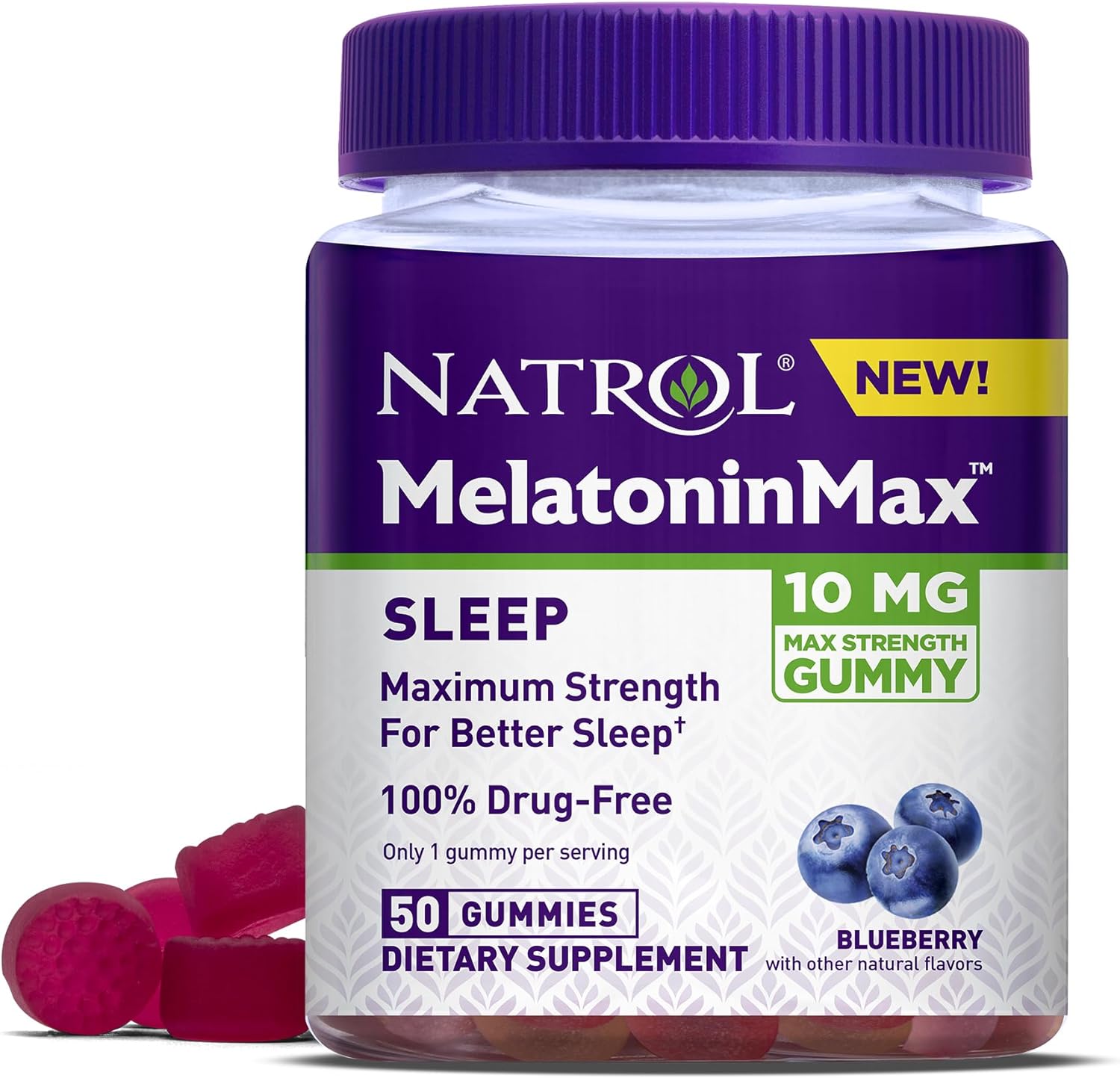 Natrol MelatoninMax Sleep Aid Gummy, 10mg per Gummy, Maximum Strength