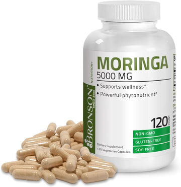 Bronson Moringa Oleifera 5000 mg Powder Capsules Extra High Potency 50