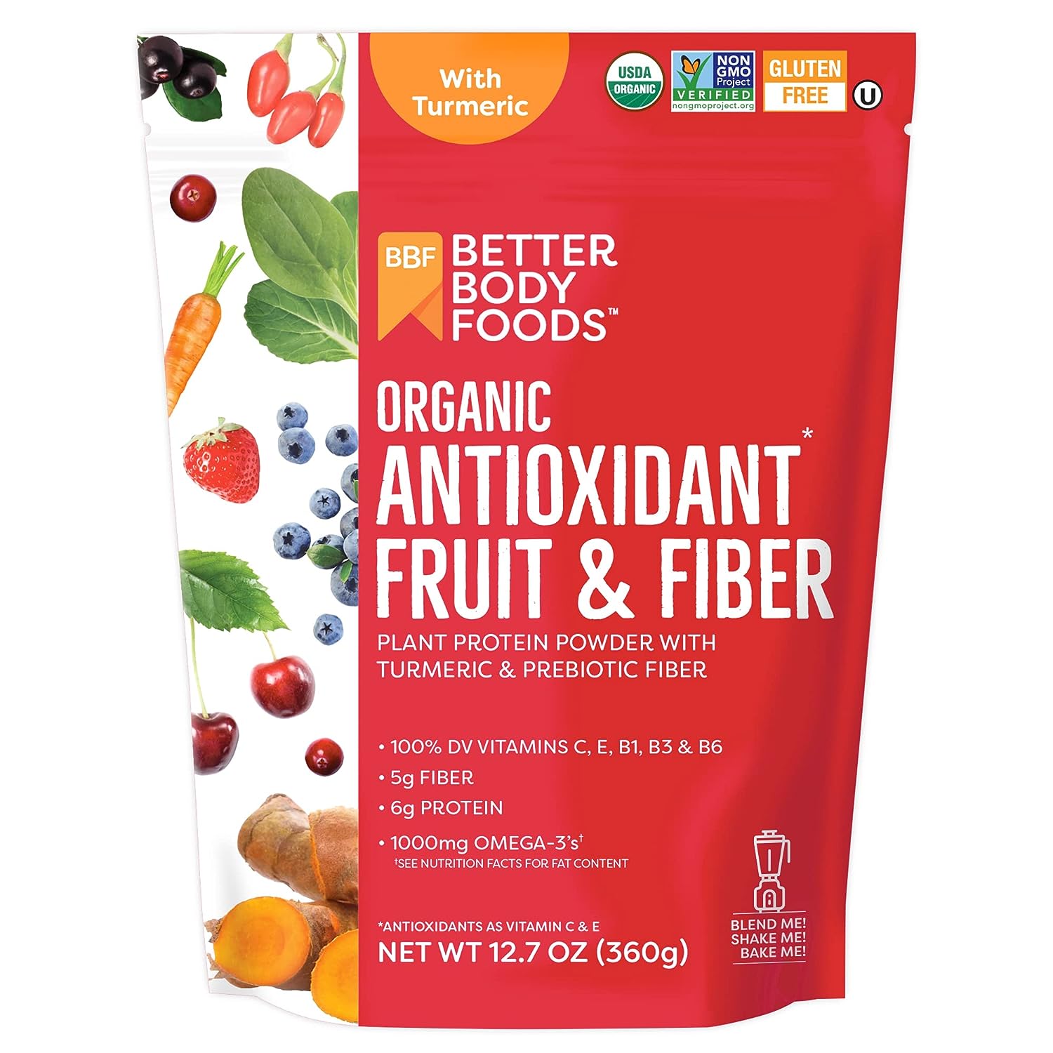 Betterbody Foods Organic Antioxidant Fruit And Fiber Superfood Blend, 12.7 Ounces