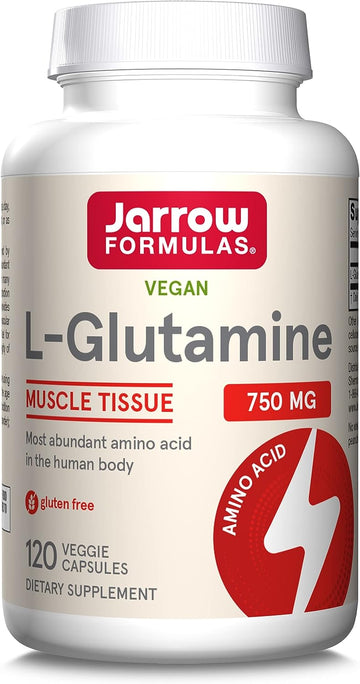 Jarrow Formulas L-Glutamine - 120 Veggie Caps - Supports Muscle Tissue & Immune Function - 100% L-Glutamine - 120 Servings