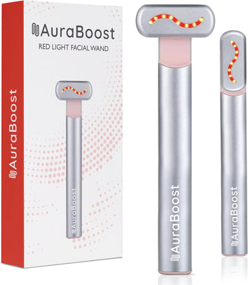 AuraBoost Handheld LED Red Light Therapy for Face and Neck - Vibrating Massage, Anti Aging Skincare Wand, Smart Sensor, Portable Facial Device, Face Therapy Wand Skin Health Tool Rejuvenation Boost