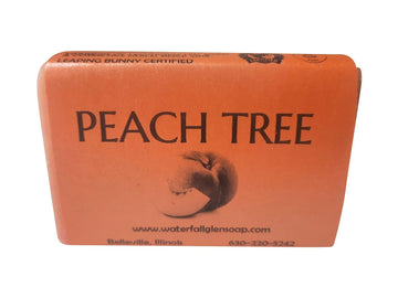 WFG WATERFALL GLEN SOAP COMPANY, LLC. SHARE THE GOODNESS Peach Tree vegan soap bars enriched with cocoa butter moisturizers