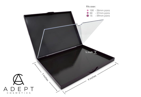 The Adept Palette in Singularity Black - Double Sided Magnetic Empty Palette with Divider, Holds Over 100 Single Round Standard Sized Eyeshadow Pans, Hardshell Case