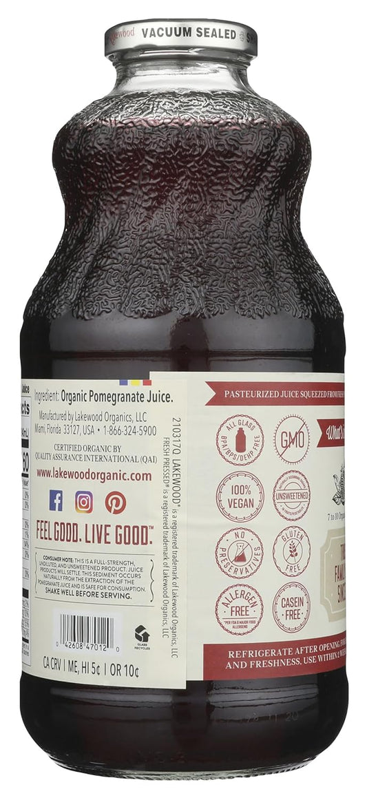 Lakewood, Organic Pure Pomegranate Juice, 32 Fl Oz Bottle