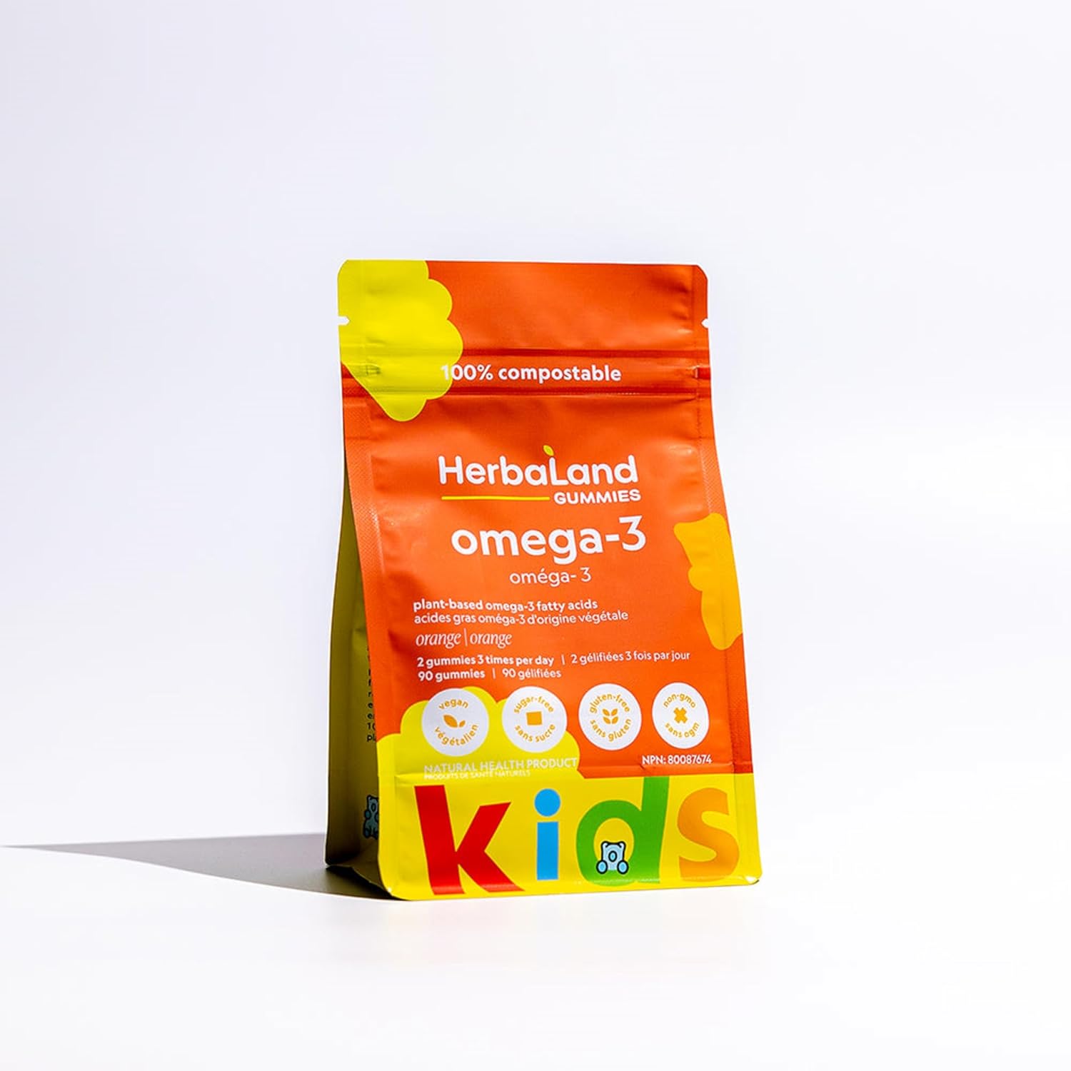 Herbaland Vegan Omega-3 Gummies for Kids - Sugar-Free & Gluten-Free, P