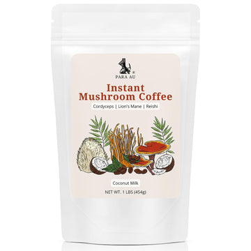 Instant Mushroom Coffee, Cordyceps, Lion’s Mane, Reishi, Nootropic Coffee, Coconut Milk | PARA AU
