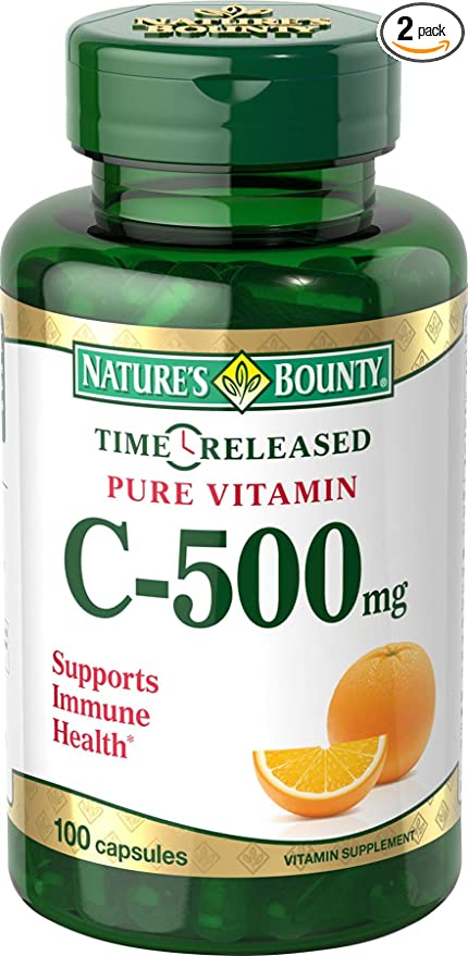 Nature's Bounty Vitamin C, 500mg, Time Release, 100 Capsules (Pack of 2)