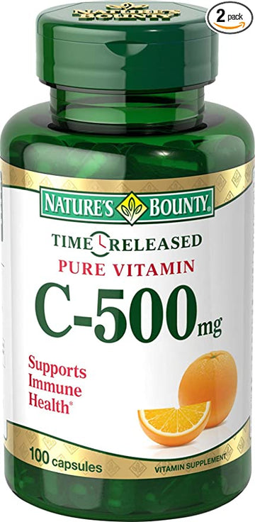 Nature's Bounty Vitamin C, 500mg, Time Release, 100 Capsules (Pack of 2)