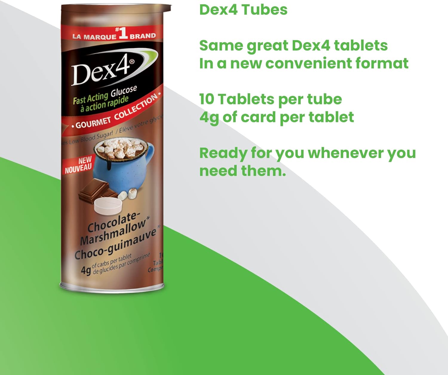 Dex4 Glucose Tablets, Chocolate Marshmallow, 24-Pack of Dex4 Tubes, 10
