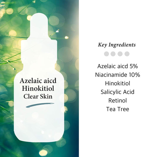 Azelaic Acid + Tea Tree Clear Skin Facial Serum with Niacinamide 10%, Salicylic Acid, Retinol - Fast & Efficient Cystic Acne, Age-Defying, Relieve Trouble Skin Formula, 1   (30)