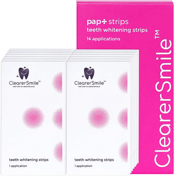 ClearerSmile Teeth Whitening Strips - 28 White Strips for Teeth whitening with Anti-Slip 14 Treatments - Peroxide Free - Enamel Safe Best Tooth whitening Strips for Sensitive Teeth