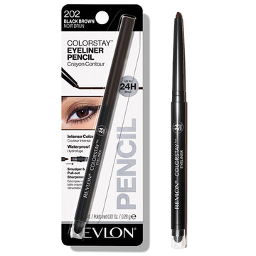 Revlon Pencil Eyeliner, ColorStay Eye Makeup with Built-in Sharpener, Waterproof, Smudgeproof, Longwearing with Ultra-Fine Tip, Black Brown, 0.01