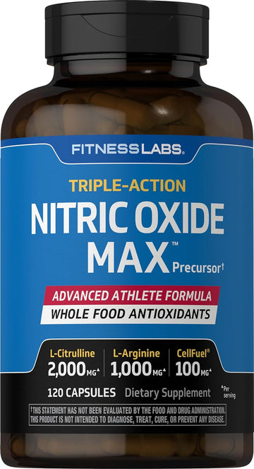 Fitness Labs Nitric Oxide Supplement | 3000mg | 120 Capsules | Nitric Oxide Pre Workout | with L Arginine and L Citrulli