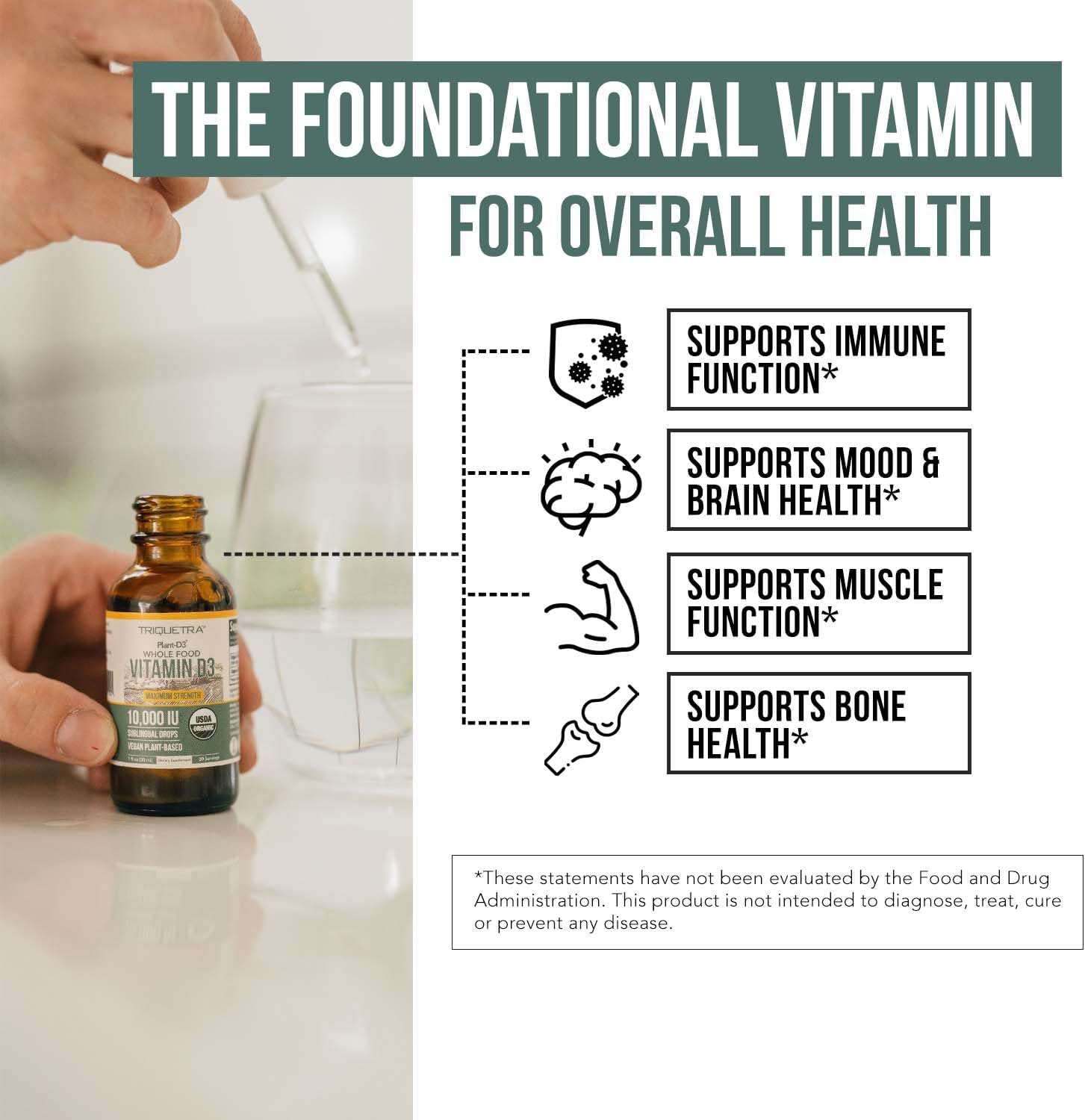 Organic Vitamin D3 10,000 IU - Plant D3, Vegan, Max Strength Sublingua