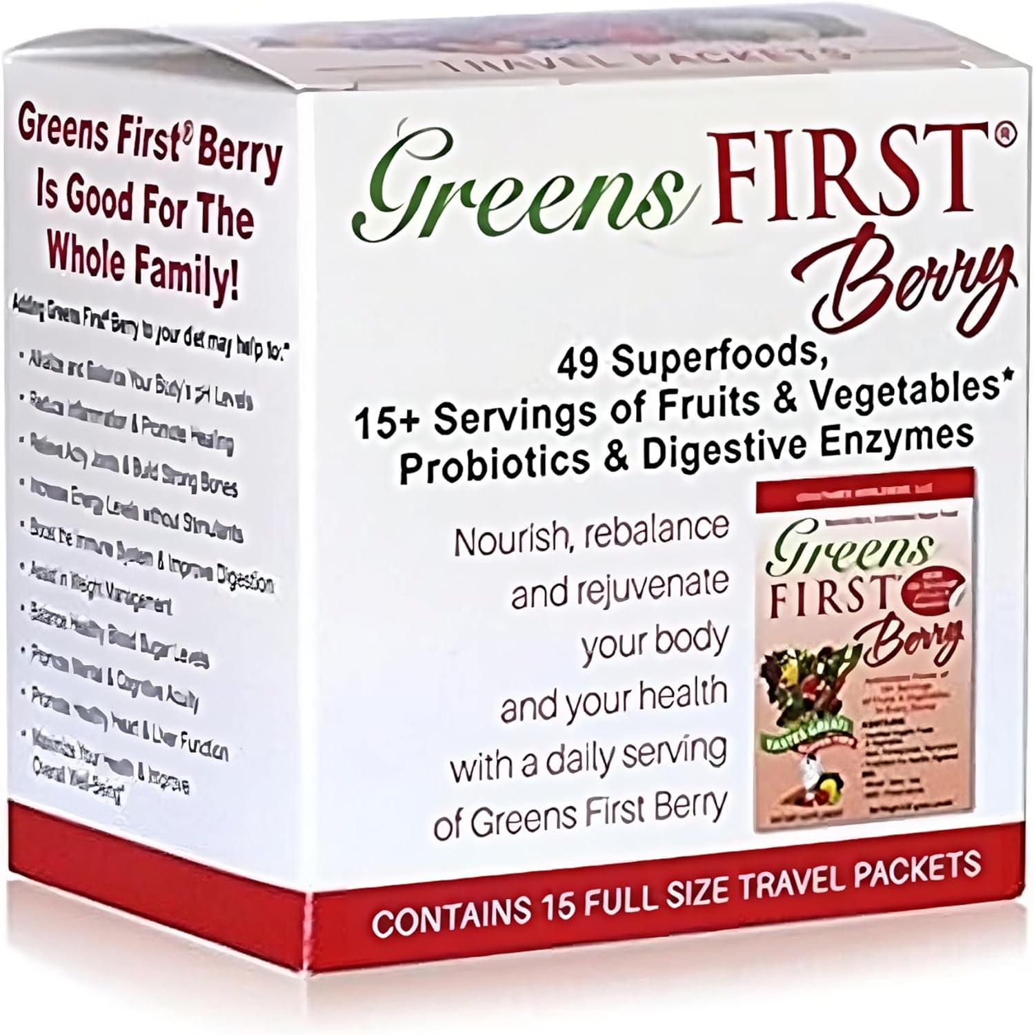 Greens First - Berry - Travel Packets - Greens Powder Superfood, 49 Su