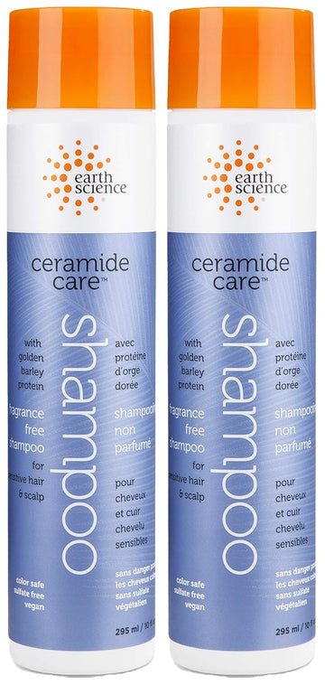 EARTH SCIENCE - CERAMIDE CARE: Fragrance Free Shampoo for Sensitive Hair and Scalp, 2 Pack (10 .)
