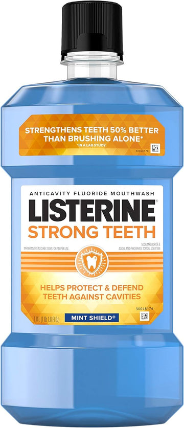 Listerine Strong Teeth Anticavity uoride Mouthwash, Mint Shield avor, 1 L 1 ea