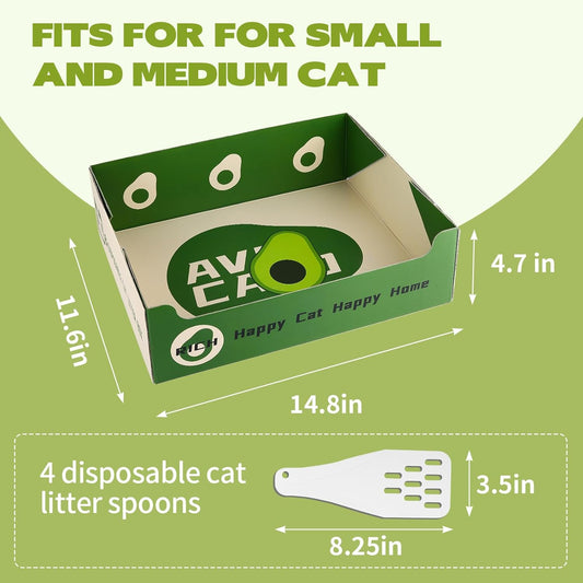 Disposable Litter Boxes For Cats, Pruuok 4Pcs Cat Litter Box Double Layer Waterproof Quick Easy Disposal Portable Travel