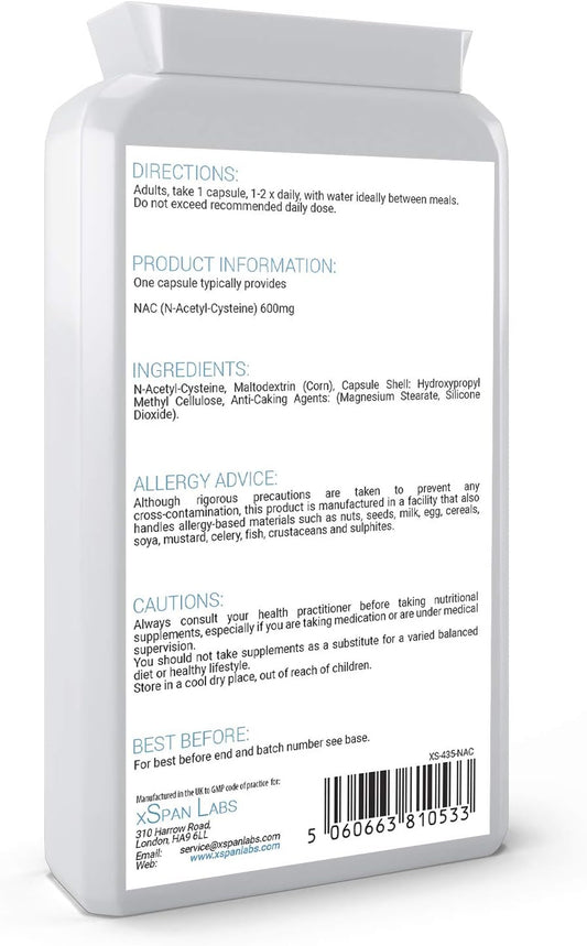 N-Acetyl Cysteine (Nac) 600 Mg 120 Capsules

150 Grams