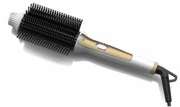 Tru Beauty, 2-in-1 Hot Styling Brush, Ionic Tourmaline Barrel - White/Gold