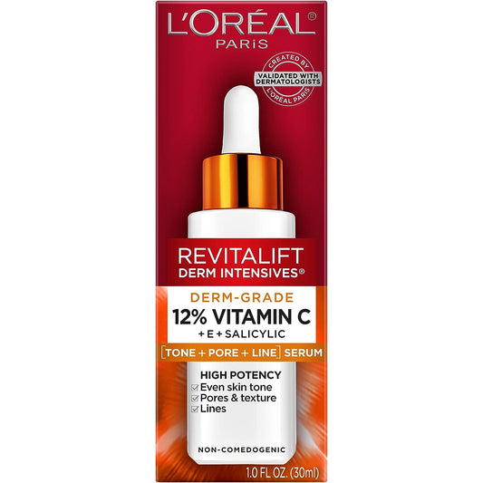 L'Oreal Paris Revitalift 12% Pure Vitamin C Serum, Vitamin E, Salicylic Acid, Brightening 1  + Moisturizer Sample