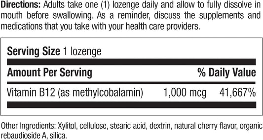 Country Life Methyl B-12 Lozenges, 1000 Mcg, 60 Count