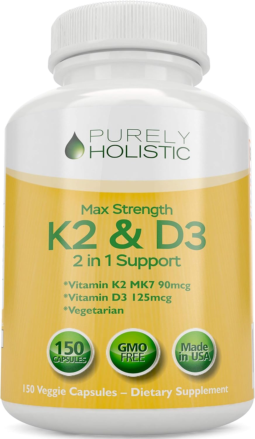 Vitamin D3 125Mcg And Vitamin K2 90Mcg Mk7 - 4 Month Supply 150 Vegetarian Capsules - Vitamin D3 & K2 - High Strength Ch